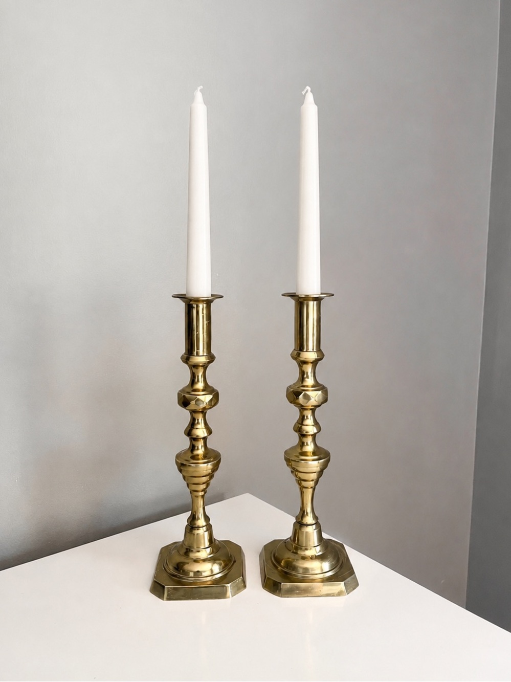 Vintage English Brass Candlestick Holders